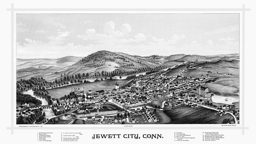 Jewett City Connecticut Map 1889 Photograph by Phil Cardamone