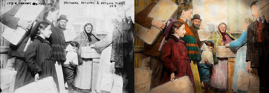 Jewish - Food for the less fortunate 1908 - Side by Side Photograph by Mike Savad
