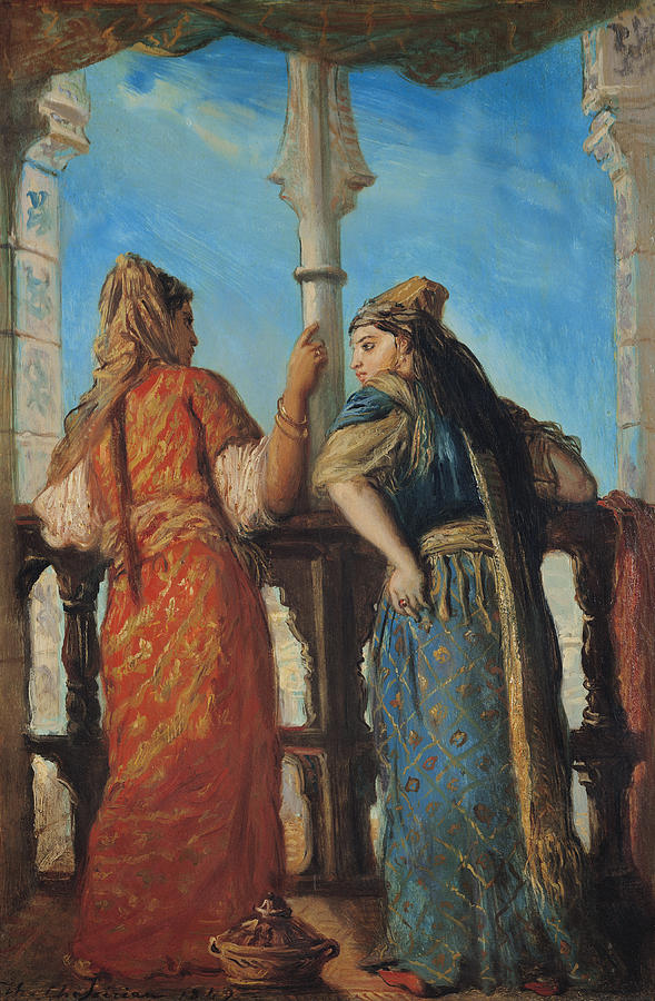 Jewish Painting - Jewish Women at the Balcony in Algiers by Theodore Chasseriau