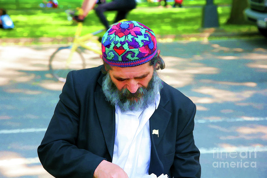 Jewish Yarmulke Colors Photograph by Chuck Kuhn