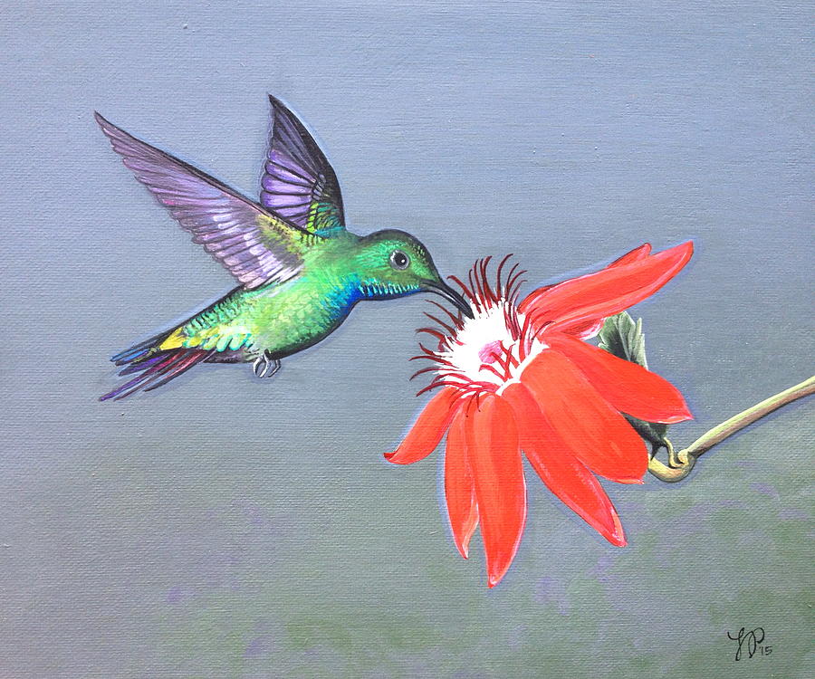 Hummingbird Painting - Jewels on wings by Laura Parrish