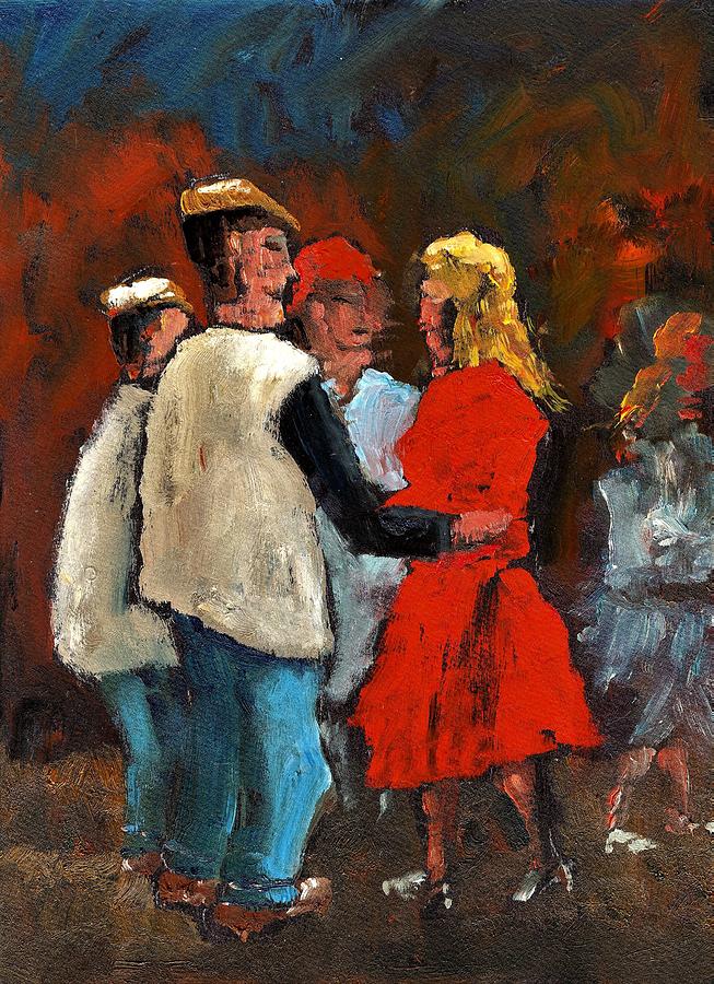 Round de floor with yer Trotters Shake Painting by Val Byrne