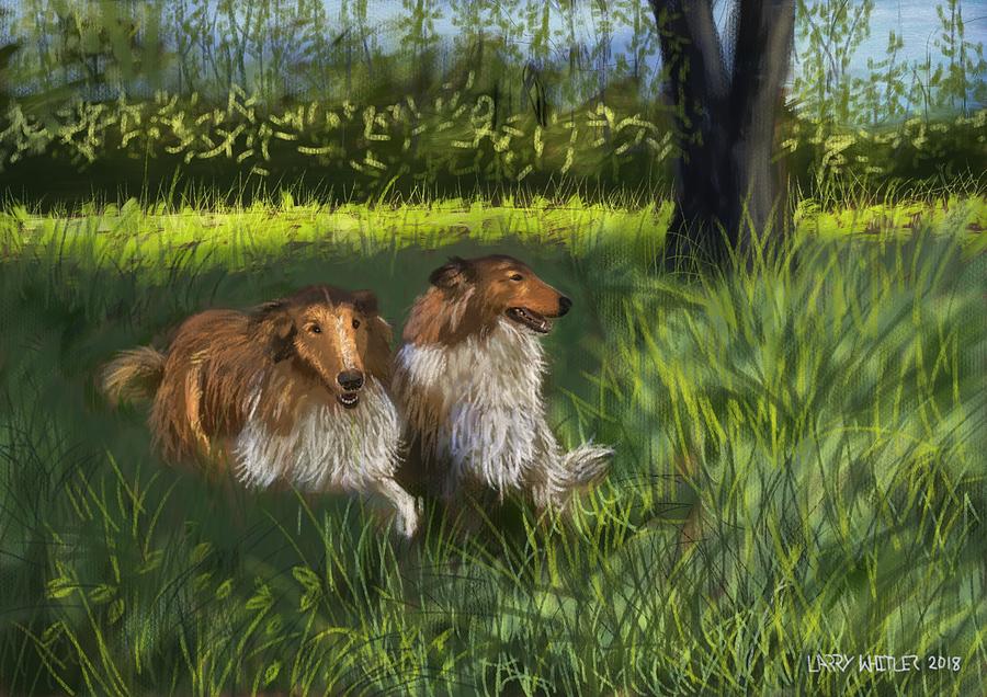 Jim And Ramonas Collies Digital Art by Larry Whitler