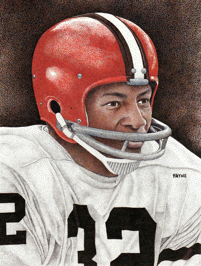 Cleveland Browns Drawing - Jim Brown by Rob Payne