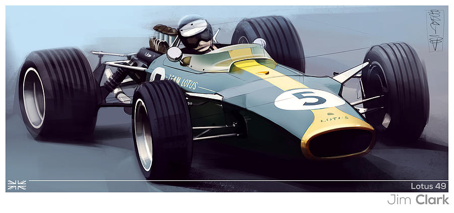 F1 Digital Art - Jim Clark by Ivan Borisov
