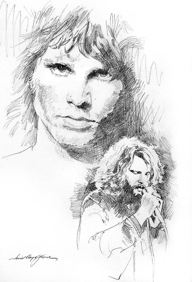 Jim Morrison Faces Drawing by David Lloyd Glover