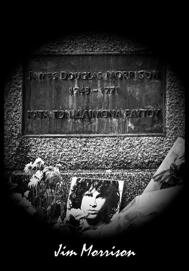 Jim Morrison Grave Pere Lachaise Cemetery Paris France Bw Photograph