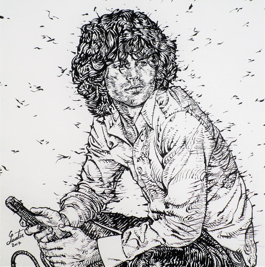 JIM MORRISON - ink portrait Drawing by Fabrizio Cassetta
