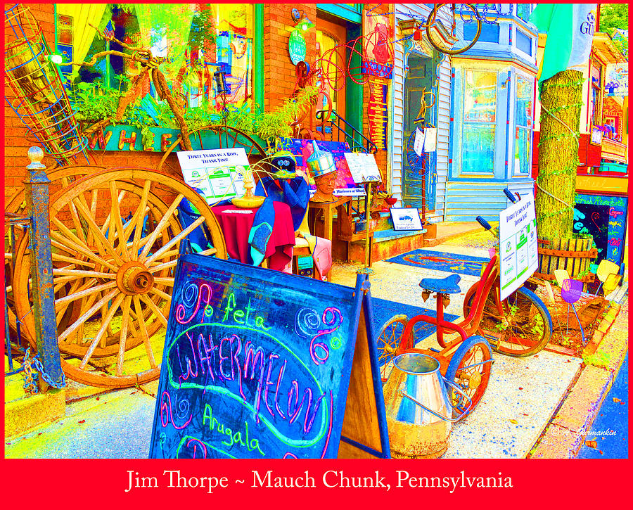 Jim Thorpe Pennsylvania Sidewalk and Shops Digital Art by A Macarthur Gurmankin