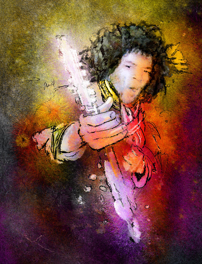 Jimi Hendrix 01 Painting by Miki De Goodaboom
