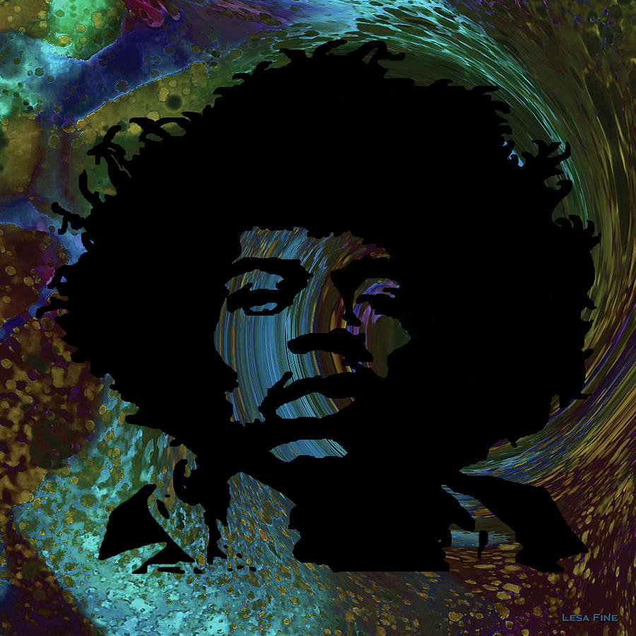 Acid Graphic Jimi Hendrix Mixed Media by Lesa Fine