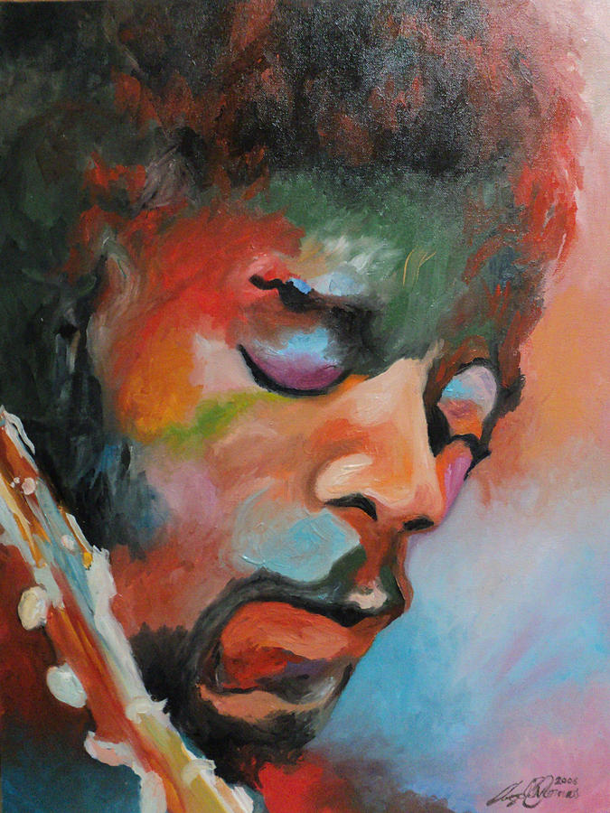 Jimi Hendrix at Monterrey Painting by Angelo Thomas