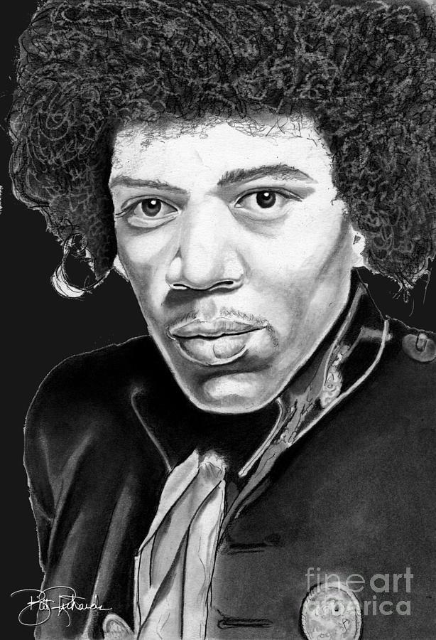 Jimi Hendrix Drawing by Bill Richards