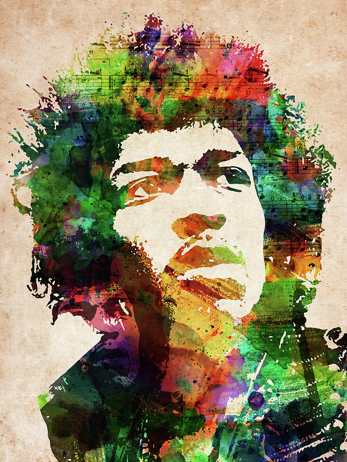 Jimi Hendrix colorful portrait Digital Art by Mihaela Pater