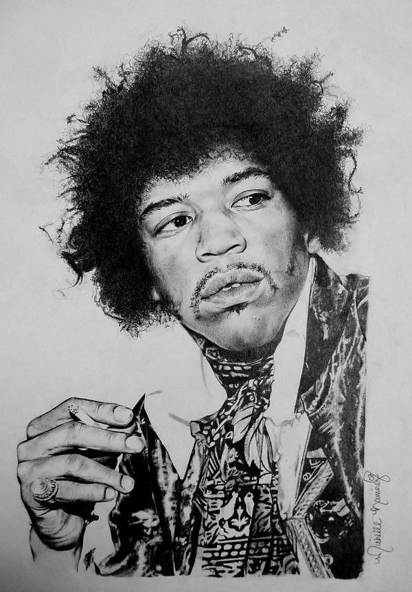 Jimi Hendrix Drawing Drawing by Michelle Ramirez