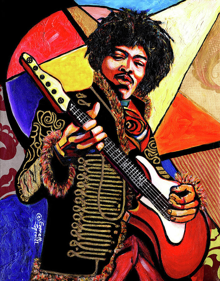 Cubism Mixed Media - Jimi Hendrix by Everett Spruill