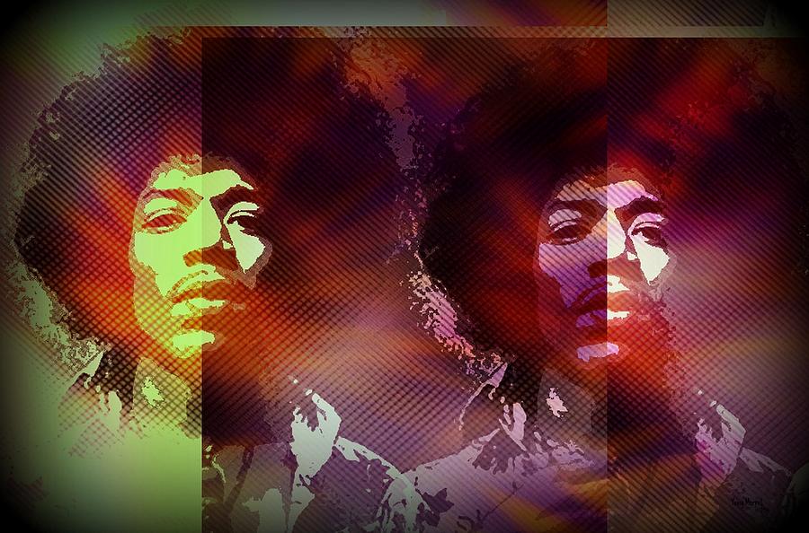 Jimi Hendrix Digital Art - Jimi Hendrix two faces by Yamy Morrell