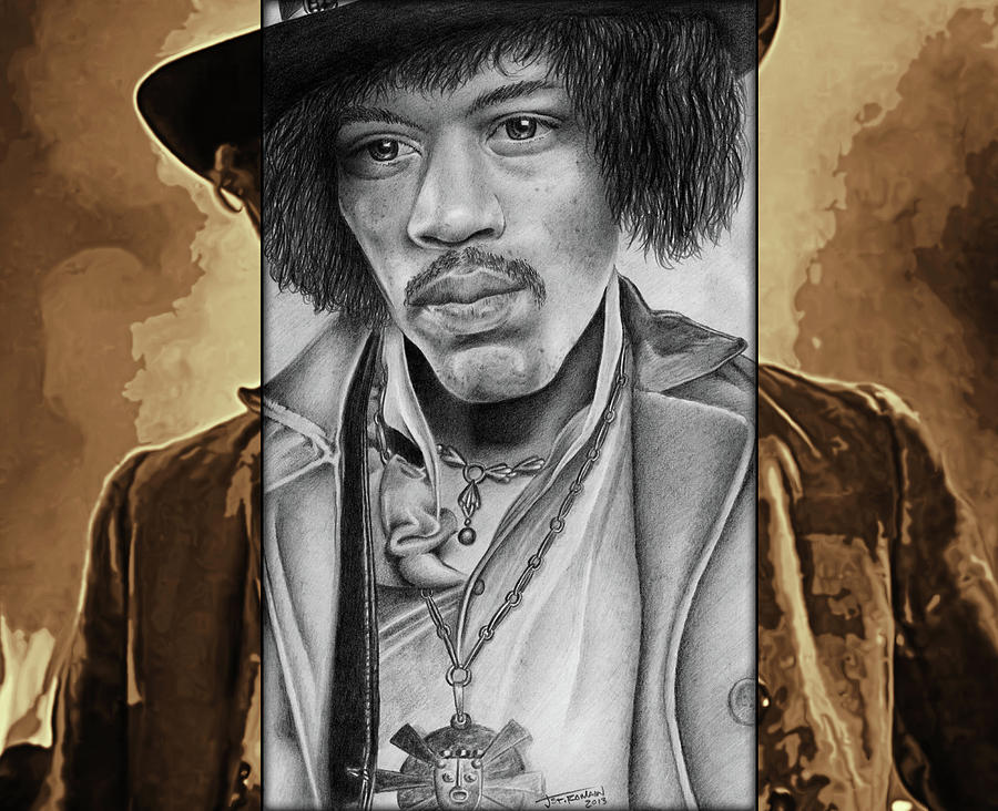 Jimi Hendrix Drawing by Jeffrey St Romain