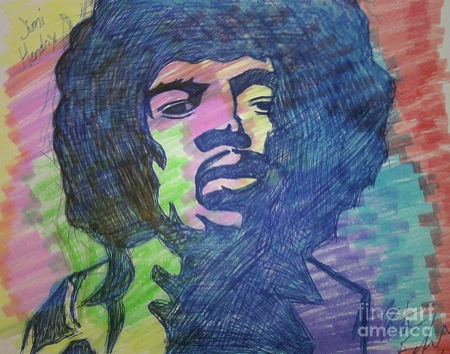 Jimi Hendrix Drawing by Kristen Diefenbach