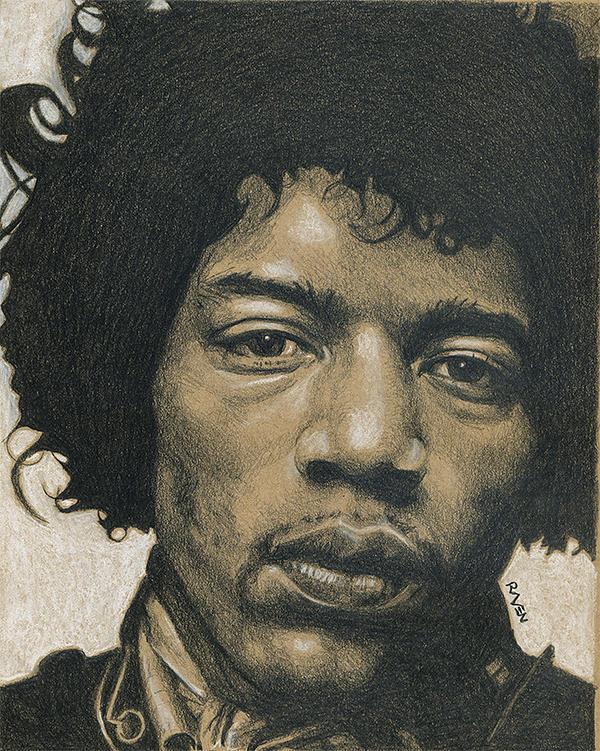 Jimi Hendrix Drawing by Raven Creature - Pixels