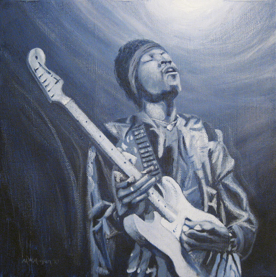 Jimi In the Bluelight Painting by Michael Morgan