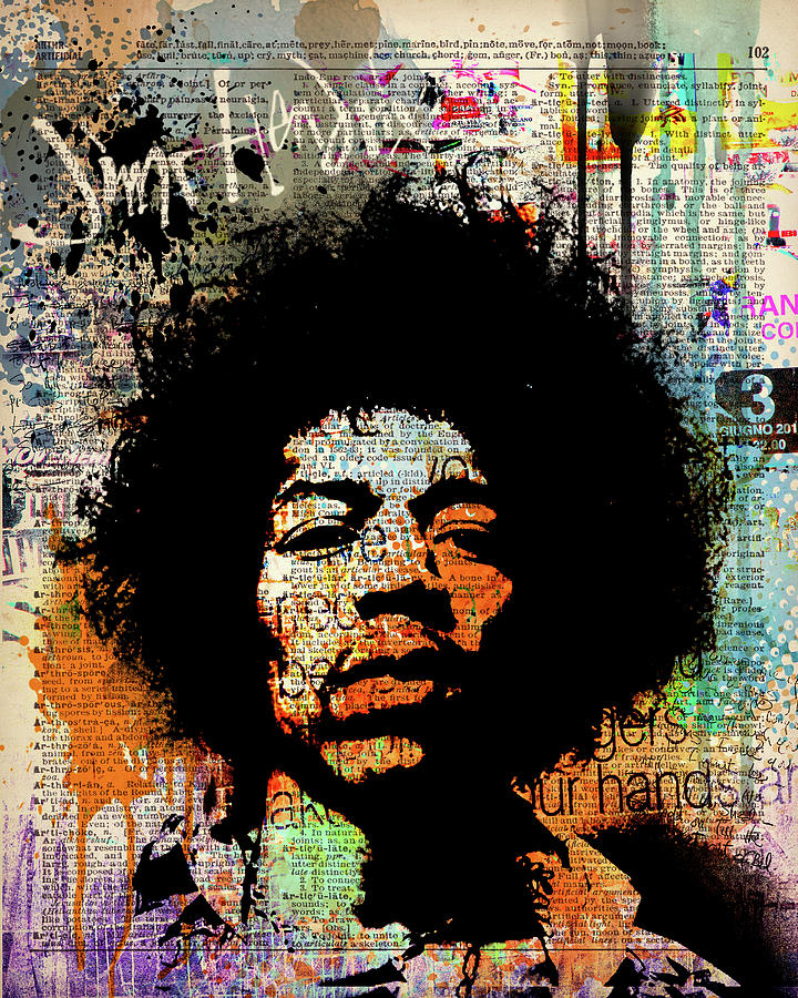 Jimi on dictionary page Painting by Art Popop