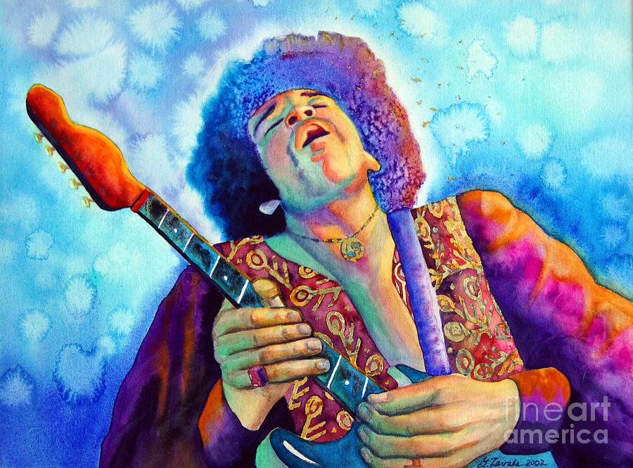 Jimi Hendrix Painting - Jimi Plays by Gail Zavala