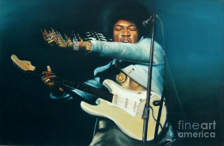 Jimmi Hendrix Movement Painting by David Roby