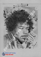 Jimmi Hendrix Drawing by Ronald Prevorse