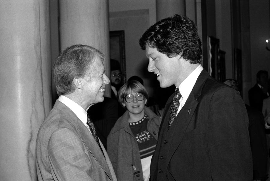 Jimmy Carter and Bill Clinton - White House - 1978 Photograph by War Is Hell Store