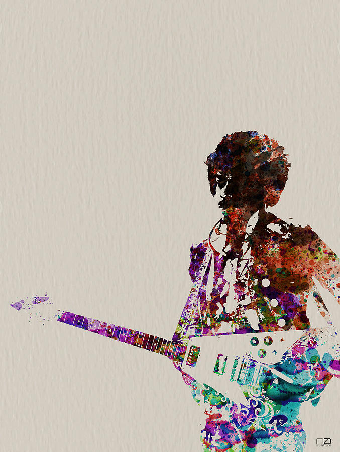 Celebrity Painting - Jimmy Hendrix with guitar by Naxart Studio