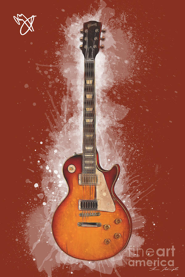 Jimmy Page Guitar Digital Art by Tim Wemple