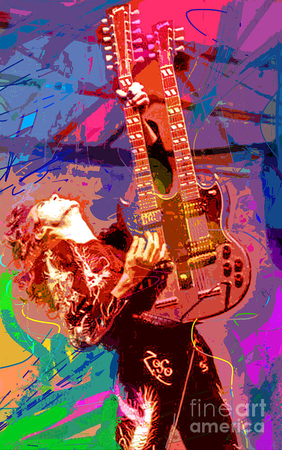 Jimmy Page Painting - Jimmy Page Stairway To Heaven by David Lloyd Glover