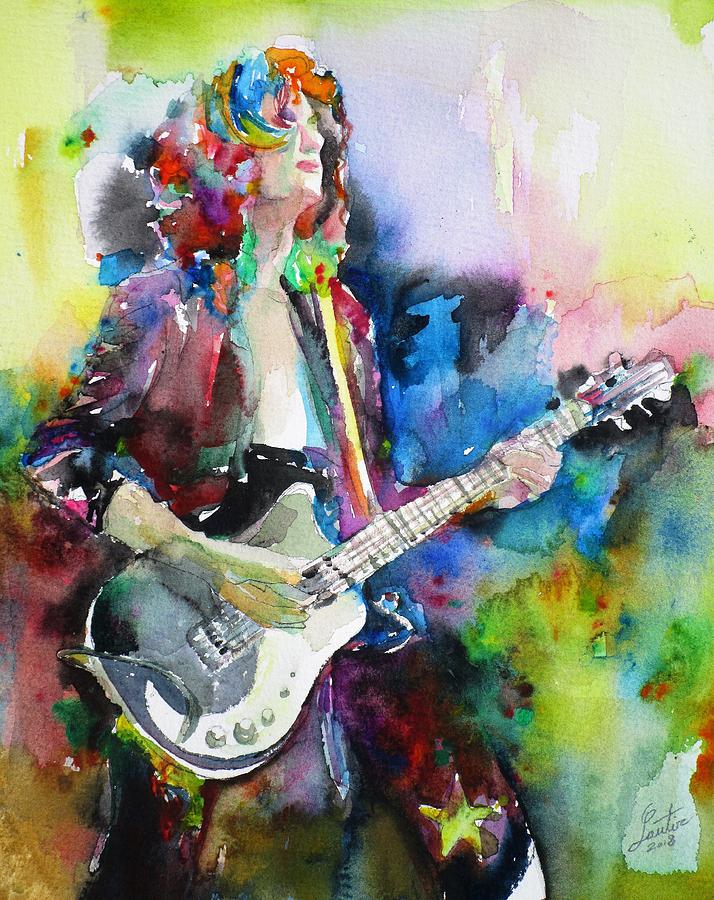 JIMMY PAGE - watercolor portrait.3 Painting by Fabrizio Cassetta