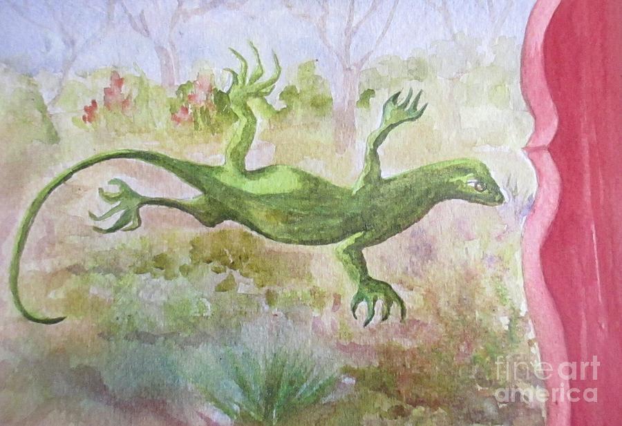 Jims Lizard Painting by Lynn Maverick Denzer