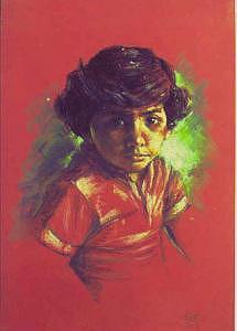 Portrait Painting - Jinja In Red T-shirt by Tina Siddiqui Portrait Painting - Jinja In Red T-shirt by Tina Siddiqui