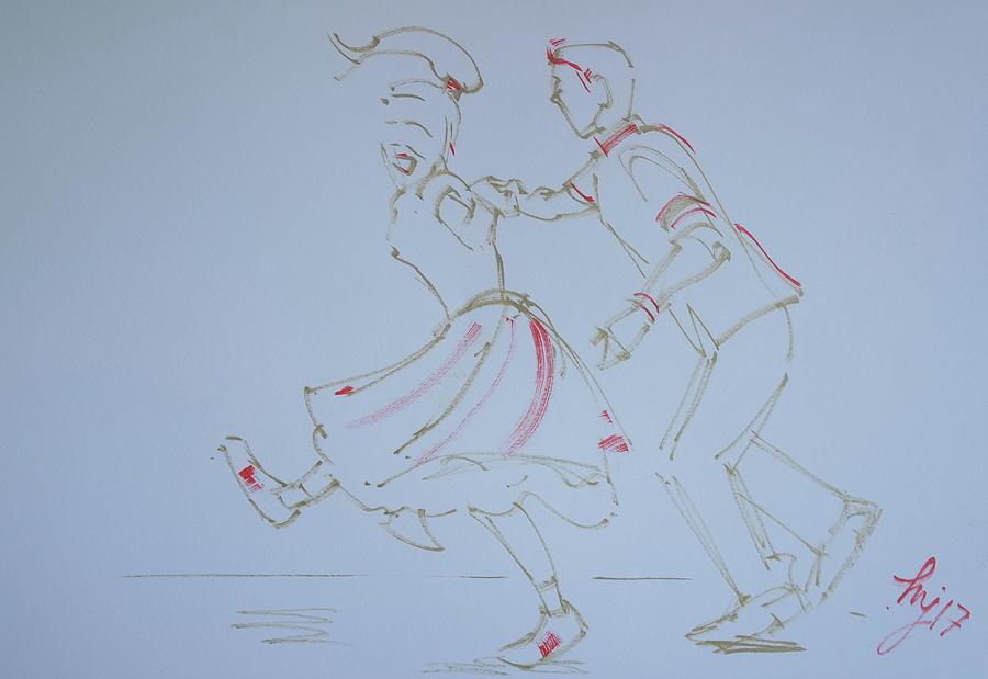 Jivers Couple fifties style Drawing by Mike Jory