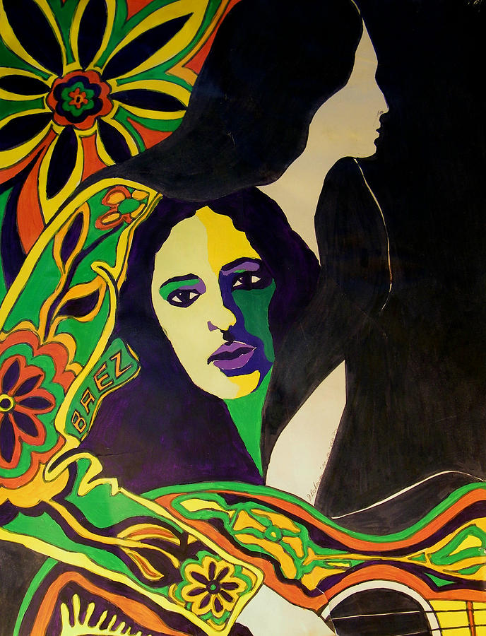 Joan Baez In The Psychodelic Age Painting by Judith Redman