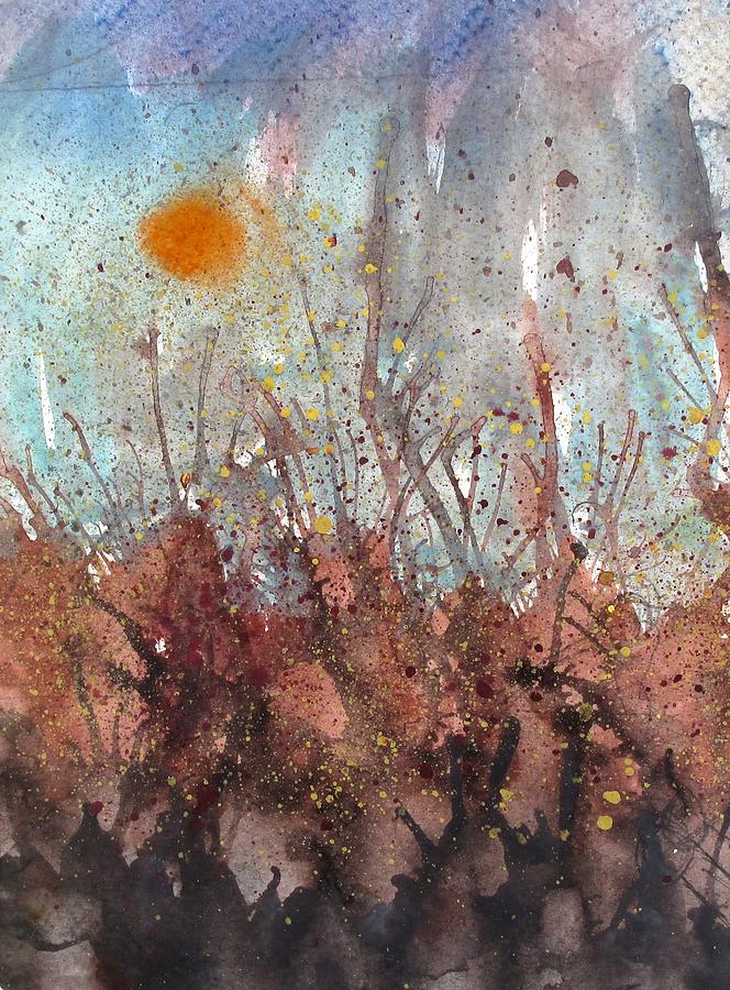 Watercolor Painting - Joan Of Arc Mob And Fire by Thomas Armstrong