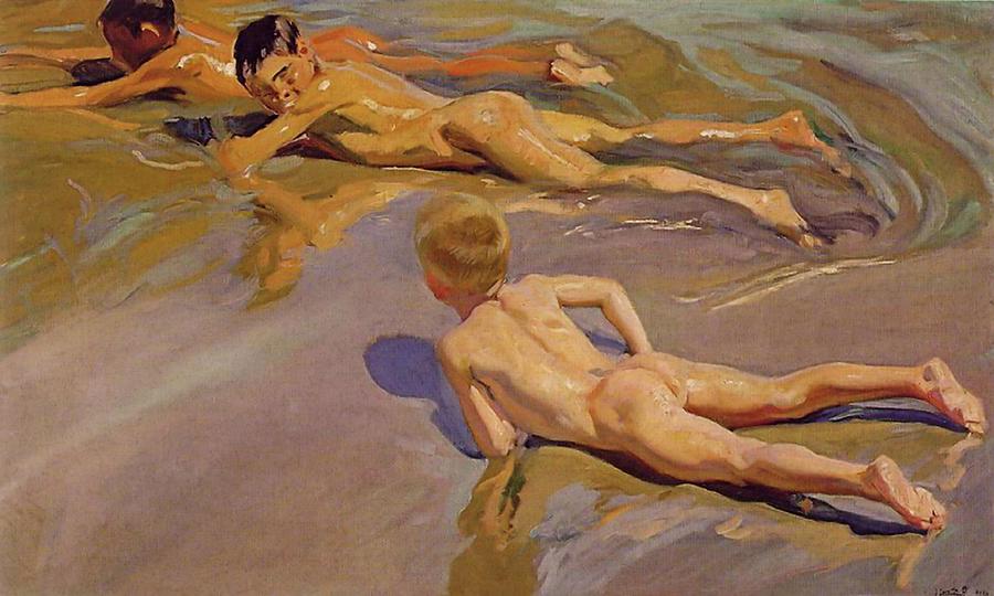 Children on the Beach #1 Painting by Joaquin Sorolla