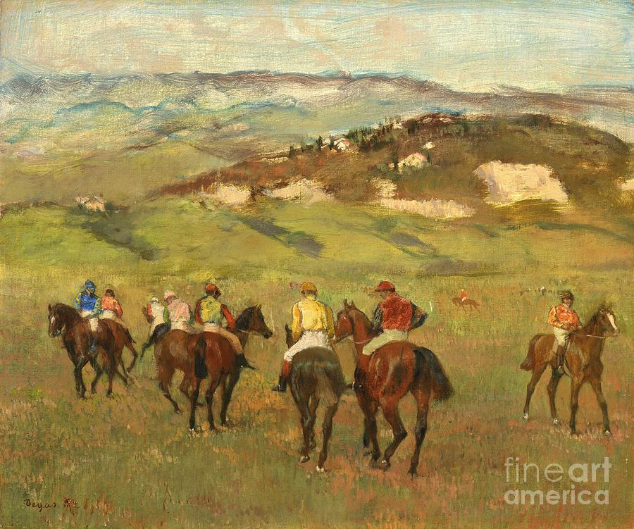 Edgar Degas Painting - Jockeys on Horseback before Distant Hills by Degas by Edgar Degas