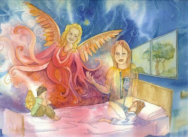 Jodie and the Angel Painting by Donna Acheson-Juillet