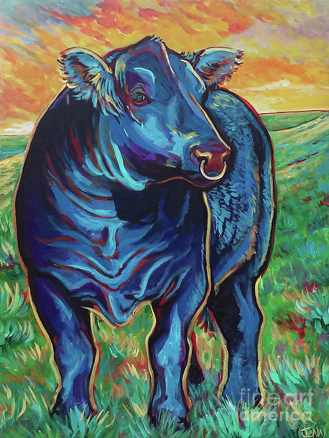 Bull Painting - Joe by Jenn Cunningham