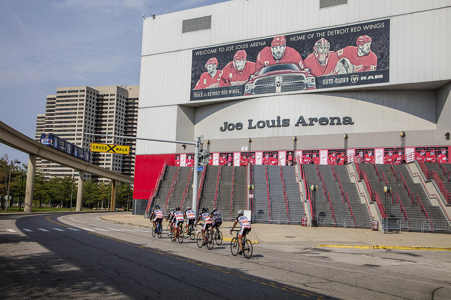 Joe Louis Arena and Bikers  Photograph by John McGraw