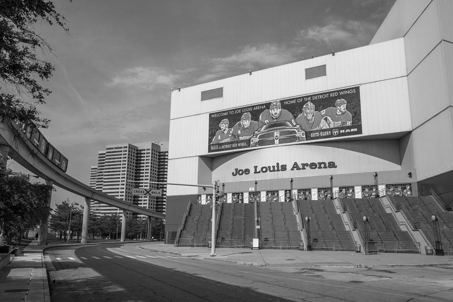 Joe Louis Arena Black and White  Photograph by John McGraw