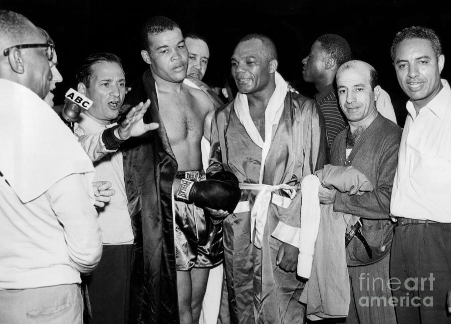 Joe Louis vs Jersey Joe Walcott II at Yankee Stadium. 1948 Photograph