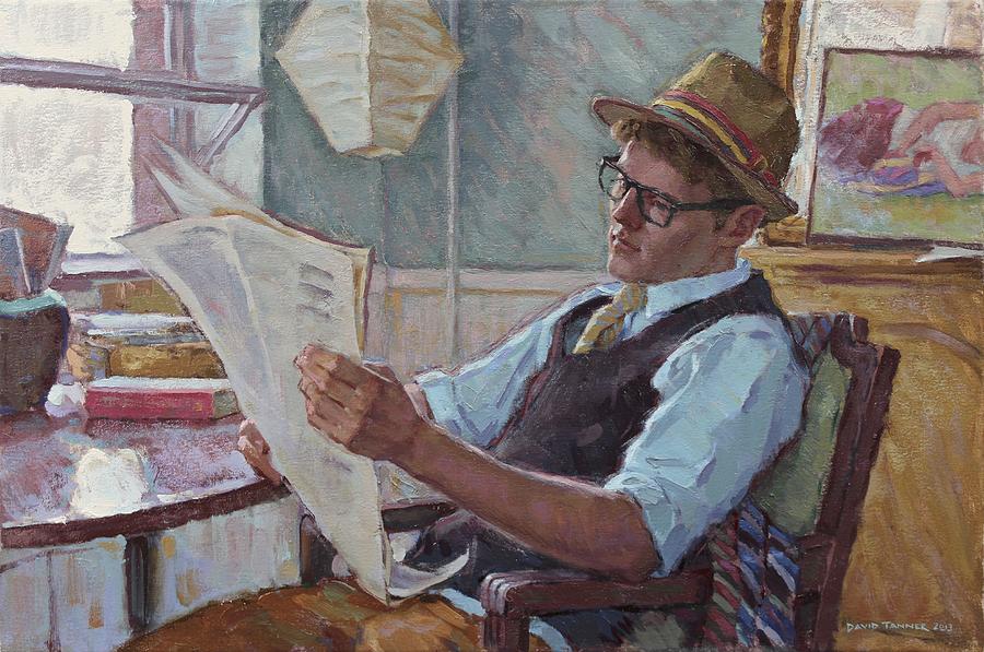 Vintage Painting - Joe With The Morning Paper by David Tanner