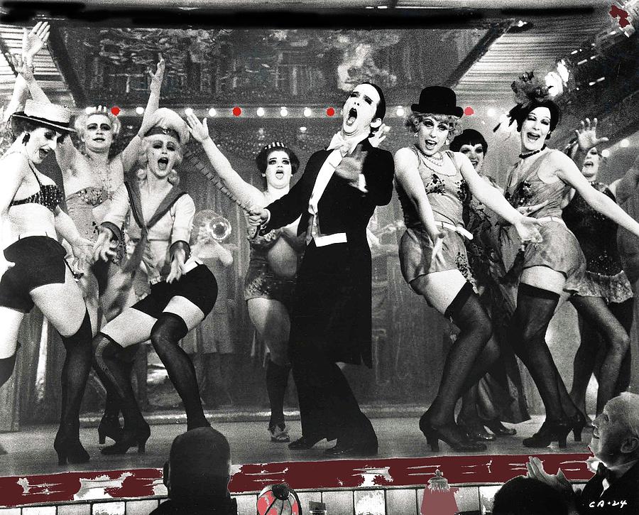 Joel Grey and the Kit Kat girls Cabaret 1972 color added 2016 Photograph by David Lee Guss