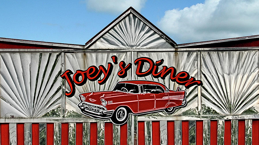 Vintage Photograph - Joeys Diner Sign by Betty Denise