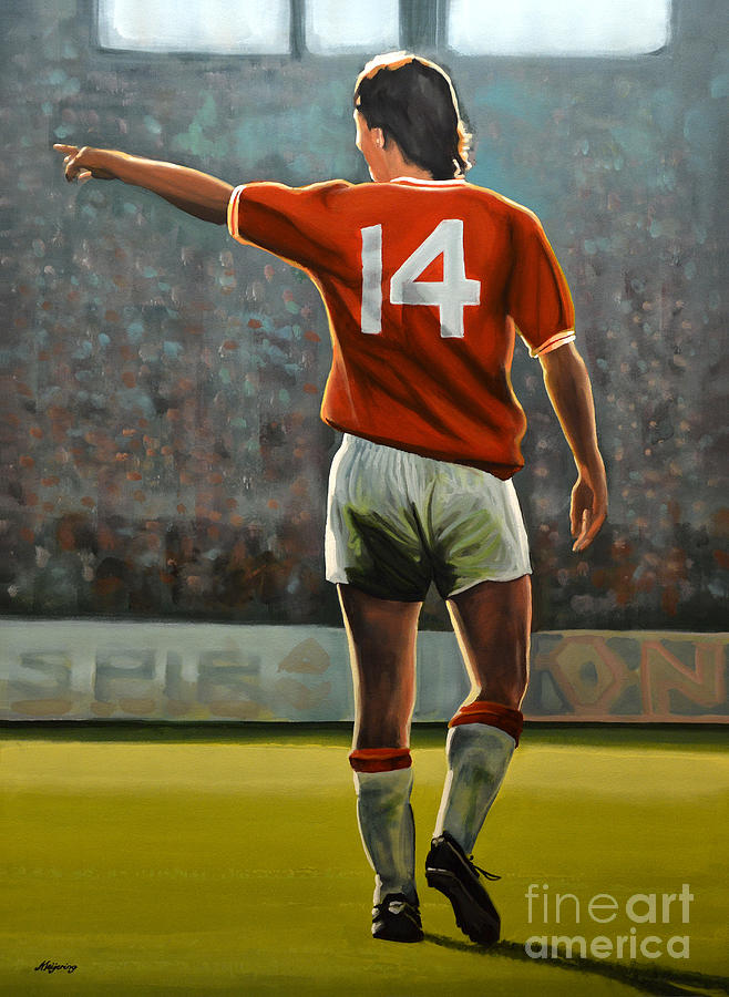 Johan Cruyff Painting - Johan Cruyff Oranje nr 14 by Paul Meijering